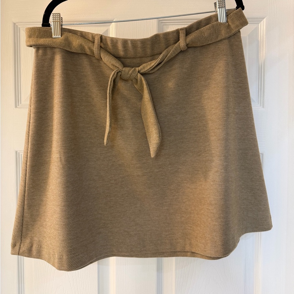 Margaret M Tan A-Line Skirt with Tie Detail